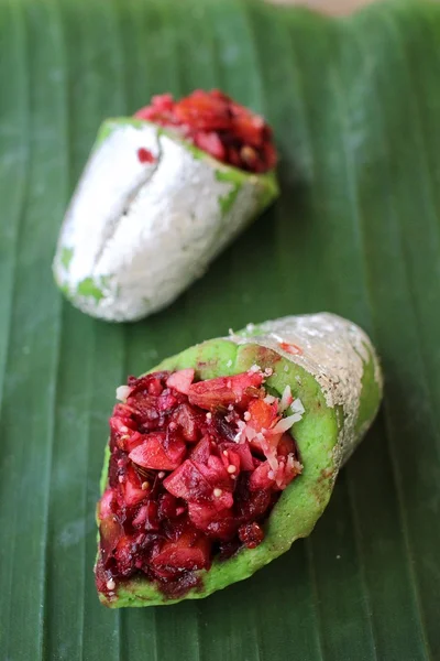 Indian sweets on banana leaf — Stock Photo, Image