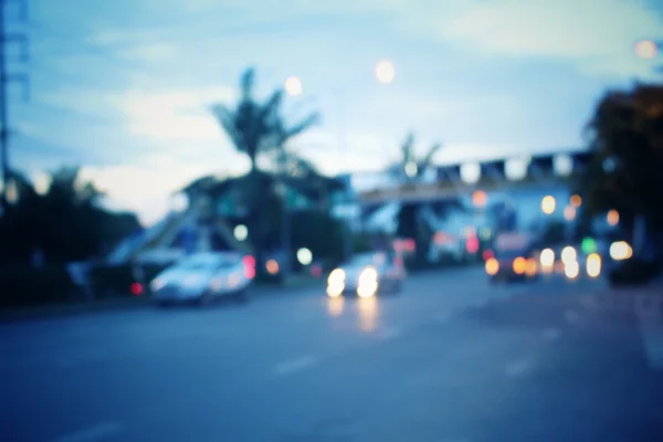 Blurred of car in city at night — Stock Photo, Image