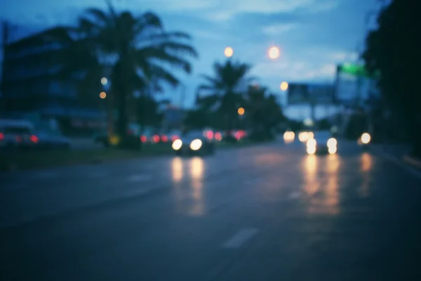 Blurred of car in city at night — Stock Photo, Image