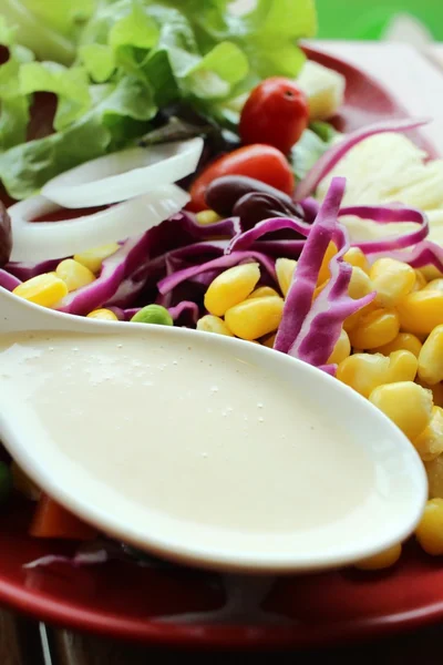Čerstvý salát s majonézou — Stock fotografie