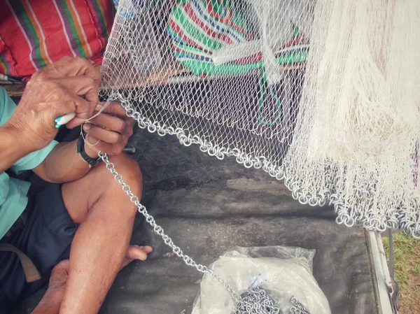 Fishnet têxtil para a pesca asiática — Fotografia de Stock