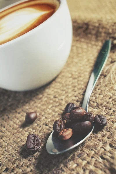 Vintage latte art coffee — Stock Photo, Image