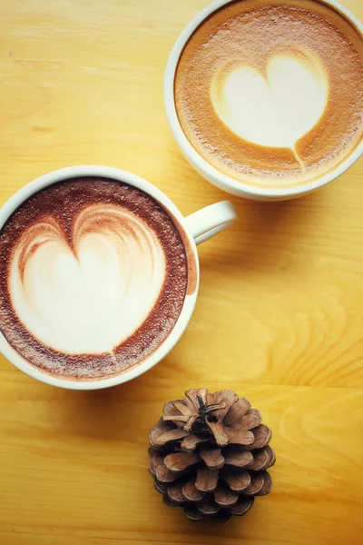 ビンテージ カフェラテ アート コーヒー ホット チョコレート — ストック写真