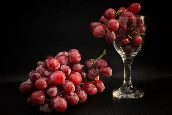 Uvas frescas em copo de vinho — Fotografia de Stock
