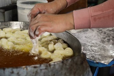 Çörek kahvaltısı. Çin sokak yemeği. 