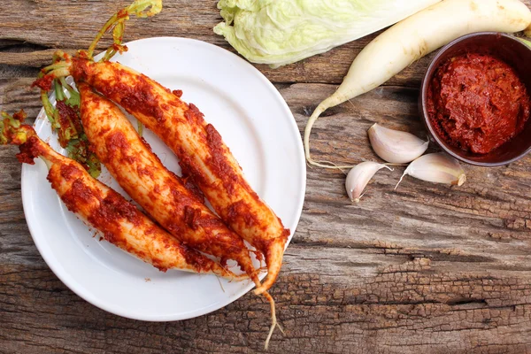 Daikon Radieschen Kimchi koreanisches Essen — Stockfoto