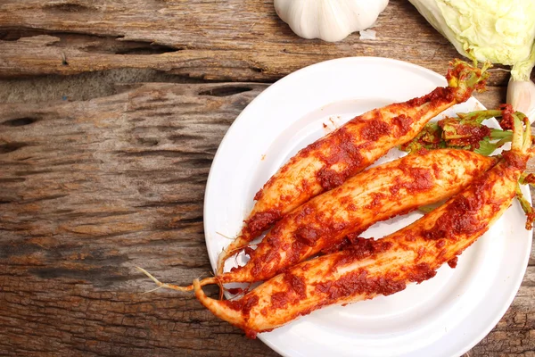 Daikon Radieschen Kimchi koreanisches Essen — Stockfoto