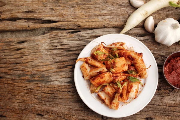 Daikon rabanetes kimchi comida coreana — Fotografia de Stock