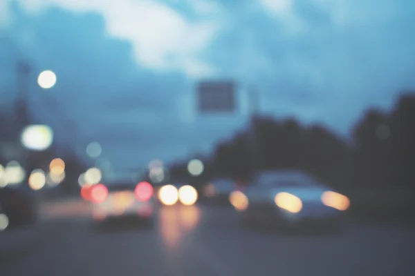 Blurred of car in city at night — Stock Photo, Image