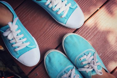 Erkek ve kadın çift spor ayakkabı Selfie