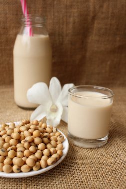 Soy milk with beans clipart