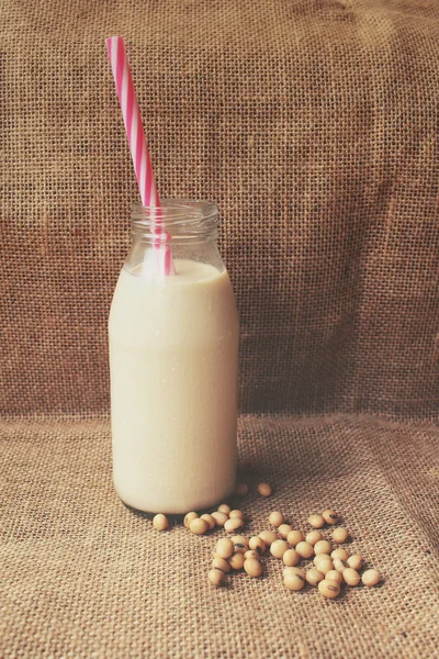 Soy milk with beans — Stock Photo, Image