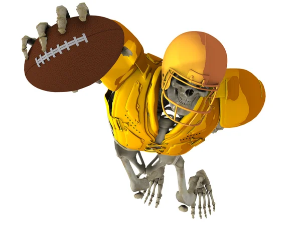 The skeleton in the role of the player in American football — Stock Photo, Image