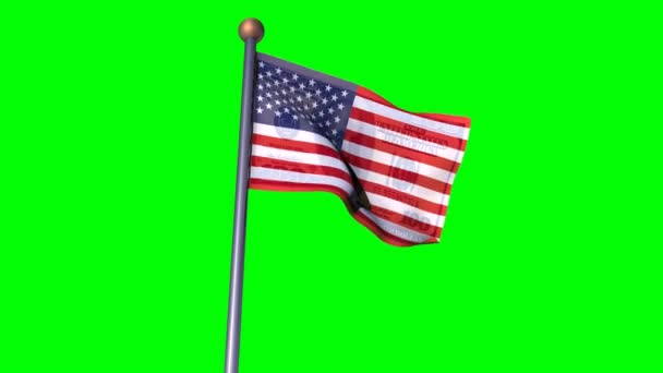 USA flag convert to 100 dollar flag in greenscreen background — Stock Video