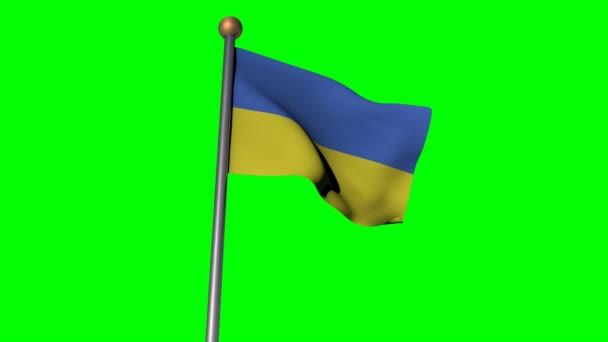 Bandeira da Ucrânia em greenscreen 3d render — Vídeo de Stock