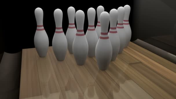 3d rendered bowling strike — Stock Video