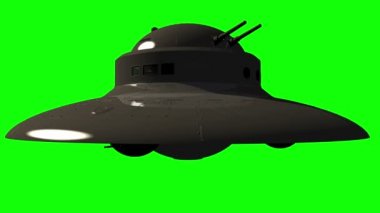 Askeri Ufo tanımlanamayan uçan cisim yeşil ekran üzerinde silahlı-