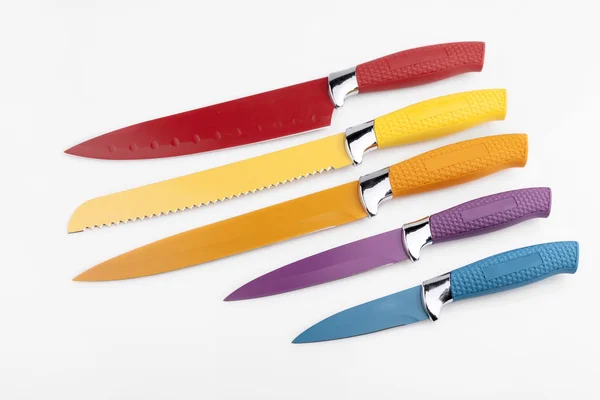 Набір 5 керамічні колір ножів — стокове фото