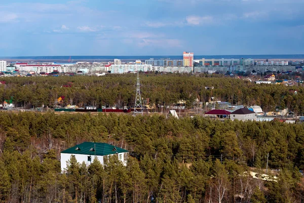 Panoramautsikt Över Yakutsk Skyline Med Skog Vacker Dag — Stockfoto