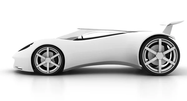 Λευκό φουτουριστικό πρωτότυπο αυτοκίνητο άθλημα πλευρά — Φωτογραφία Αρχείου