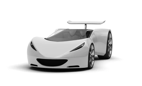 Plata futurista concepto de coche deportivo, 3d render —  Fotos de Stock