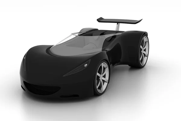 Preto conceito futurista carro esporte, 3d render — Fotografia de Stock