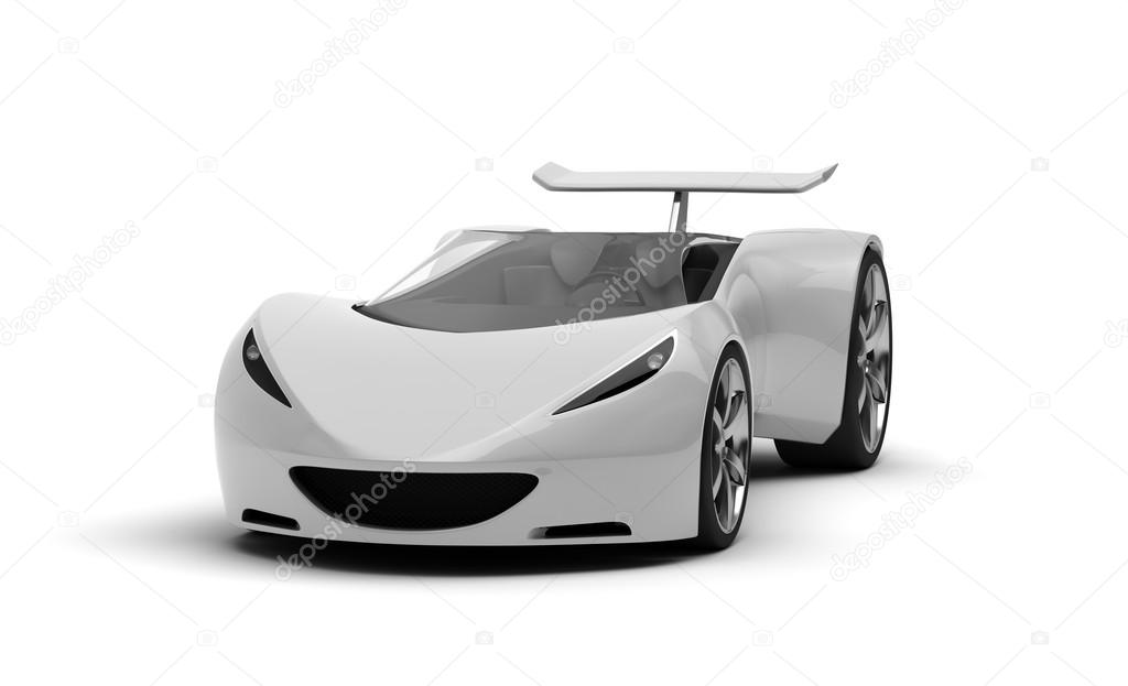 Silver futuristic concept sport car, 3d render