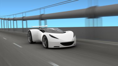 Karayolu üzerinde beyaz araba