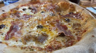 Bake homemade pizza hot from oven