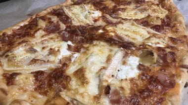 Bake homemade pizza hot from oven