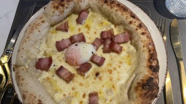 Bake homemade pizza hot from oven