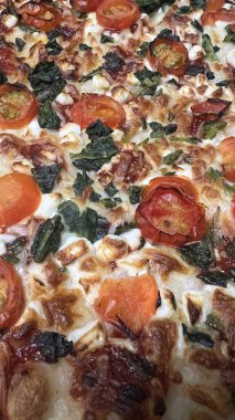 Bake homemade pizza hot from oven