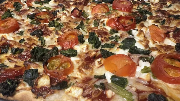 Bake homemade pizza hot from oven