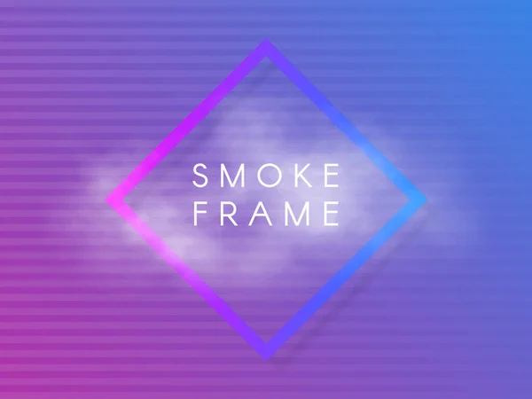 Efeito de fumaça de néon no fundo retro. losango roxo e azul com linhas horizontais. Conceito futurista com elemento brilhante e texto. Ilustração vetorial — Vetor de Stock