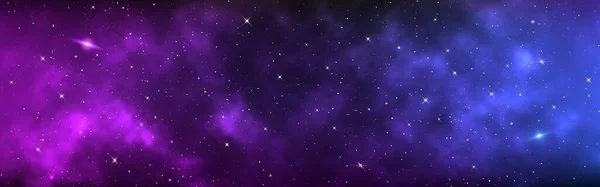 Fondo Espacial Amplio Cosmos Realistas Con Estrellas Brillantes Banner Largo — Vector de stock