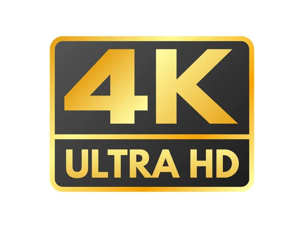 4K Ultra HD simgesi beyaz arkaplanda. Yüksek çözünürlüklü. Altın UHD sembolü. 4K çözünürlük renk işareti. UHD 2160p video simgesi izole edildi. Vektör illüstrasyonu.