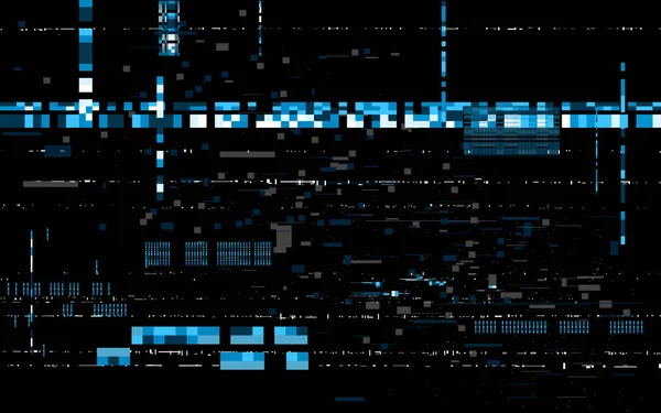 Glitch techno background. Data distortion effect. Distorted code with pixels. Video signal error. Computer screen with random shapes. Vector illustration — Vettoriale Stock