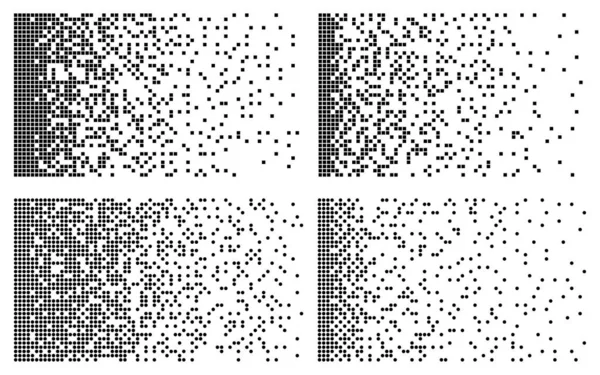 Colección de visualización de desintegración. Tecnología de Big Data. Concepto de aprendizaje automático. Mosaico de píxeles abstracto. Tecnología del futuro. Píxeles blanco y negro. Ilustración vectorial — Archivo Imágenes Vectoriales