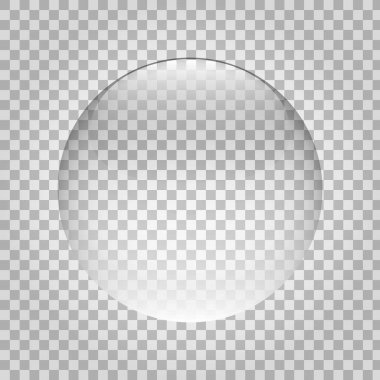 Sphere glass. Transparent ball with glasses. Crystal round object. Plastic glossy bubble. Clean 3d circle. Shiny globe with reflections. Vector illustration