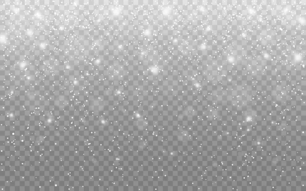 Texture neige. Fond de Noël. Chute de flocons de neige déconcentrés sur fond transparent. Des flocons de neige réalistes. Effet hiver pour carte de voeux. Illustration vectorielle — Image vectorielle