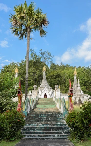 Ancient white Burmese style pagoda in Thailand — Stock Photo, Image