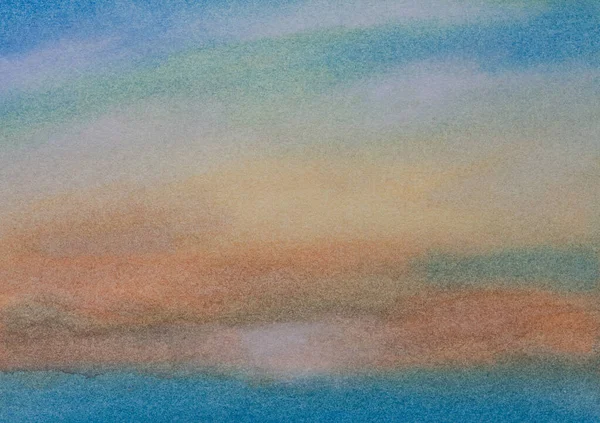 Abstracto Cielo Amanecer Con Nubes Acuarela Pintura Fondo Mano Dibujada — Foto de Stock