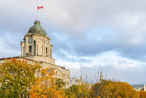 Herfstbeeld Van Klokkentoren Van Het Oude Postkantoor Old Quebec Canada — Stockfoto