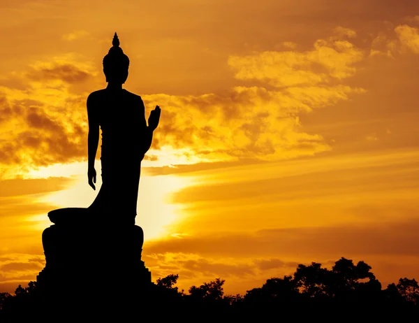 Silhouette of Buddha statue — Stock Photo, Image