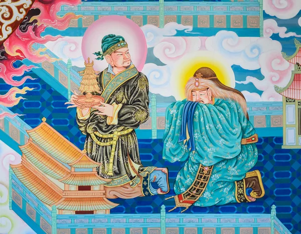 Pintura mural chinesa arte — Fotografia de Stock