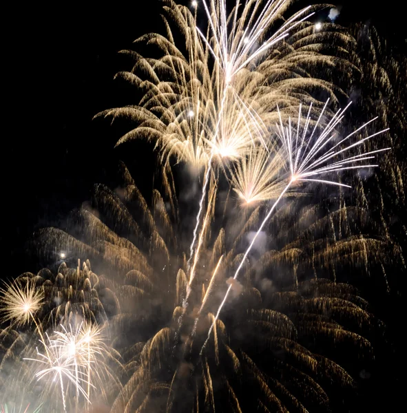 Colorful fireworks in the night sky — Stock Photo, Image