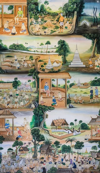 Umění thajské nástěnná malba — Stock fotografie