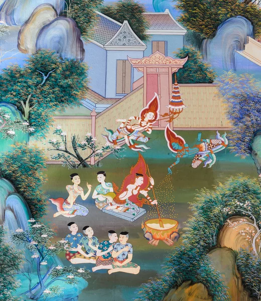 Thailändische Wandmalerei — Stockfoto