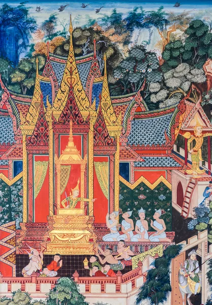 Pintura mural tailandesa nativa — Fotografia de Stock