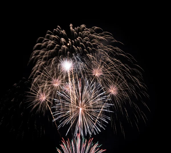 Feux d'artifice colorés dans le ciel noir — Photo